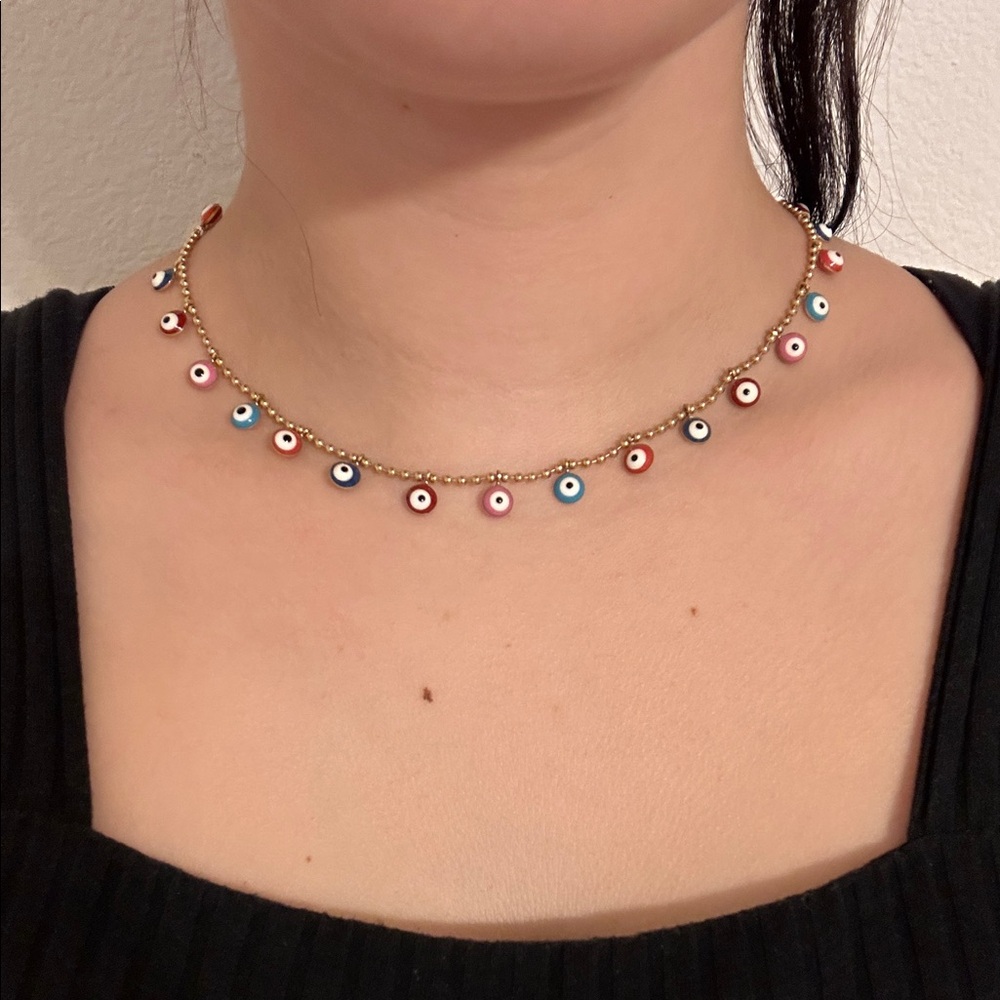 Evil Eye Beaded Necklace - Multicolor